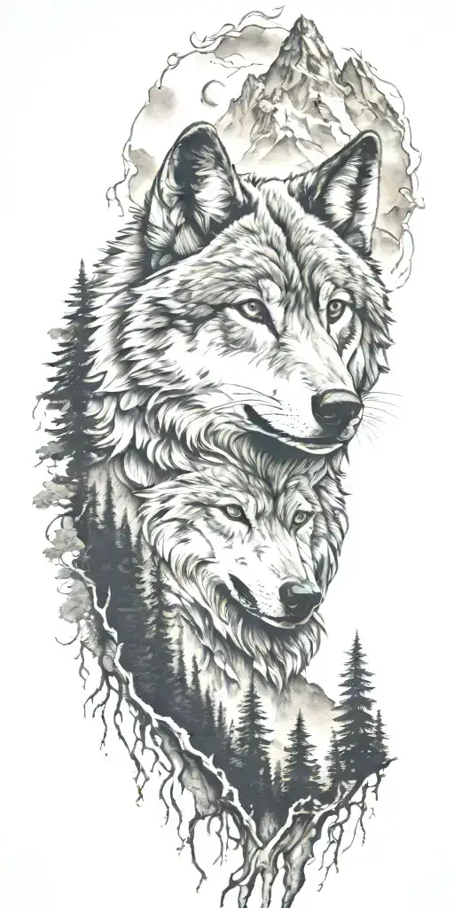 Wolf And Woods And Mountains