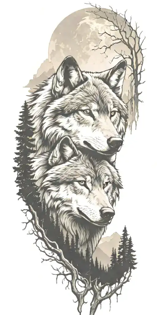 Wolf And Woods And Mountains