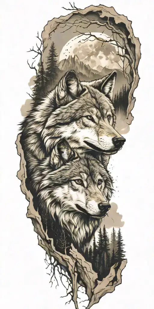 Wolf And Woods And Mountains