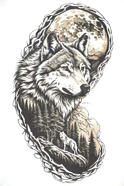 Wolf And Woods And Mountains