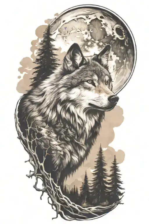 Wolf And Woods And Mountains