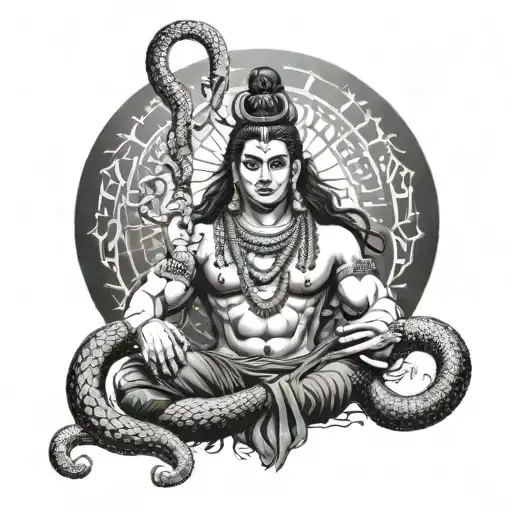 Lord Shiva Trident And His Snake