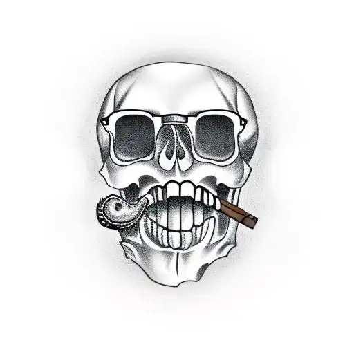 Cowboy Skull With A Cigar In His Mouth