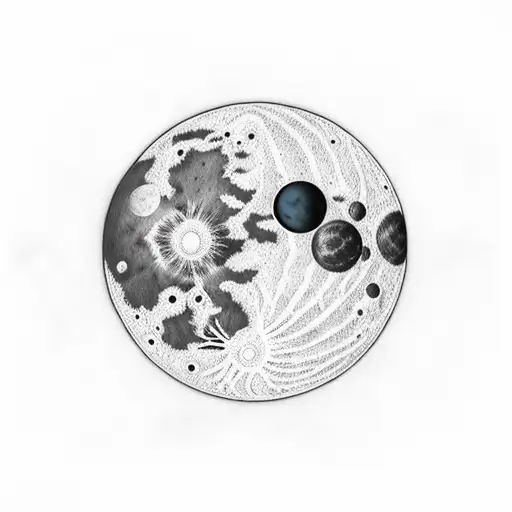 A Realistic Depiction Of A Lunar Landscape With A Silhouette Of A Cat Sitting On A Moon Rock