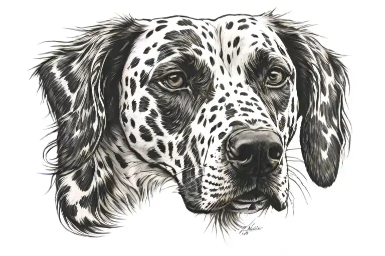 Dalmatiner Head Portrait With Sunset Background Black And White