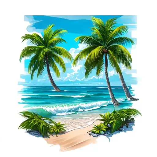 Dubstep Beach Scene With Palm