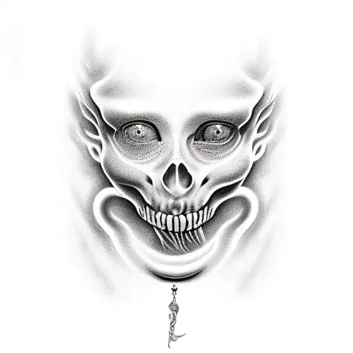 Uma Tatuagem Do Rosto Da Medusa Com As Cobras Em Seus Cabelos Saindo Pelas Laterais