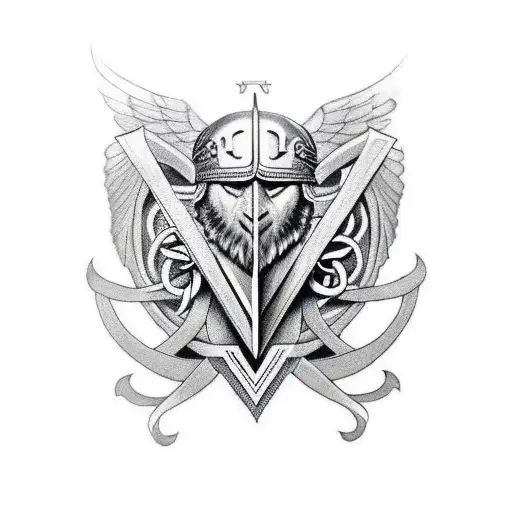 Odin With His Ravens And Valknut Symbol