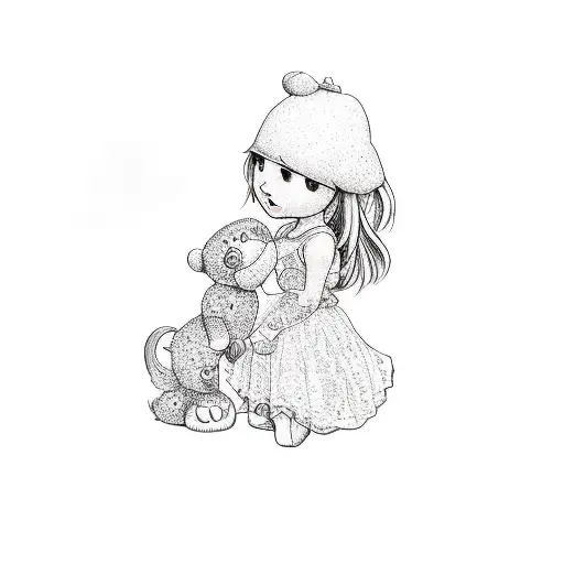 A Little Girl Holding A Blue Stuffed Animal