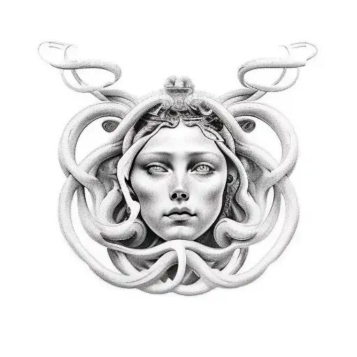 Uma Tatuagem Do Rosto Da Medusa