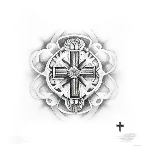 A Realism Tattoo Of A Coroa De Espinhos Wrapped Around A Cross Sagrada