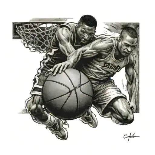 Father And Son Basketball Player Dunking