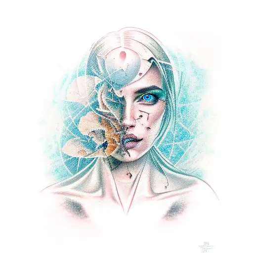 Woman Inside Broken Glass