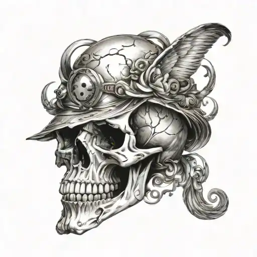 Skull With A Halo Hovering Forward Facing