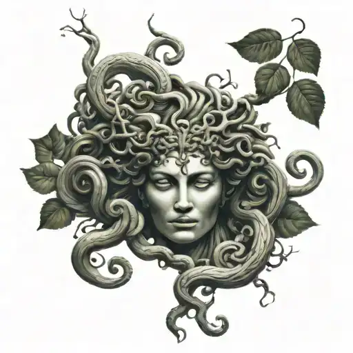 Incorporate A Family Tree With Greek Mythology Elements Like Medusa Intertwined In The Branches