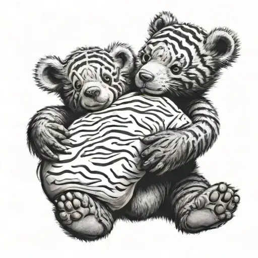 Baby Bear Hugging A Baby Tigger