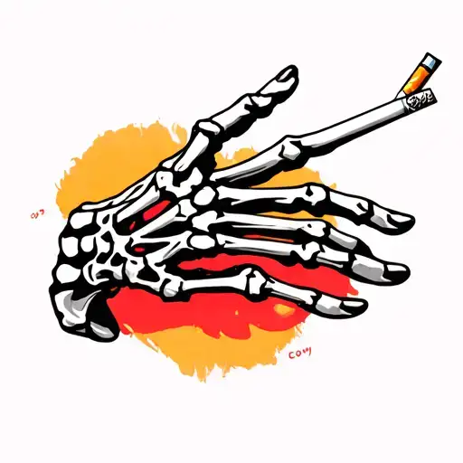 Skeleton Hand With Cigarette