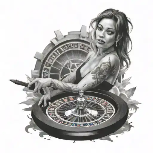 A Woman With A Roulette Wheel As A Halo