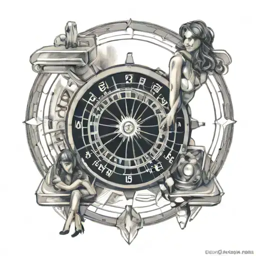 A Woman With A Roulette Wheel As A Halo