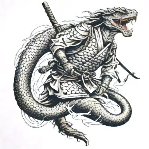 Samurai Fighting Snake Sleeve