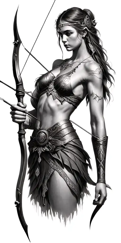 Artemis Holding Bow And Arrow