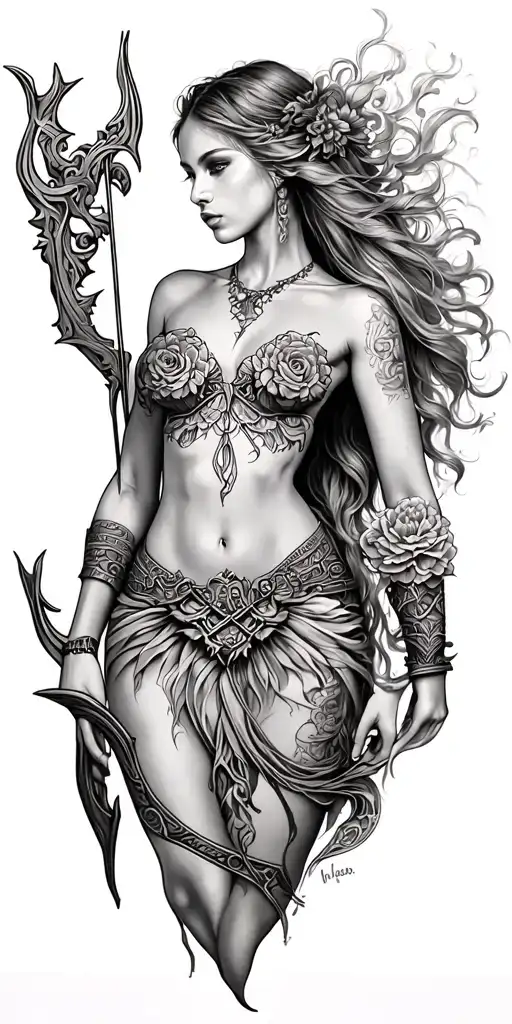 Ornate Bow And Arrow