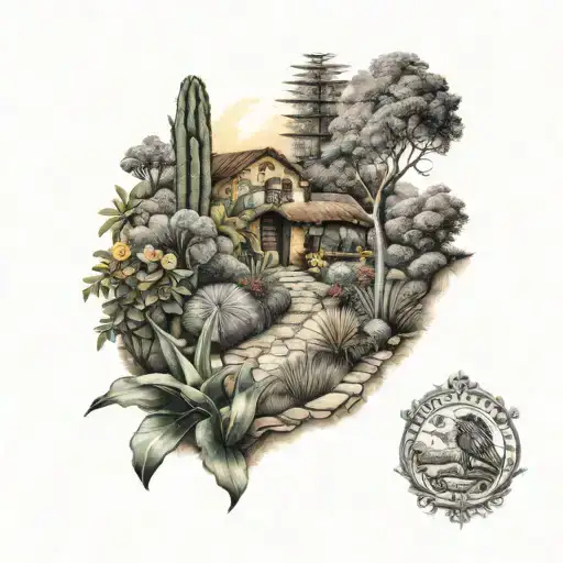 Mexican Style Garden Scene