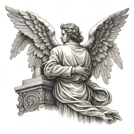 Back Tatto Of A Guardian Angel Protecting My Back