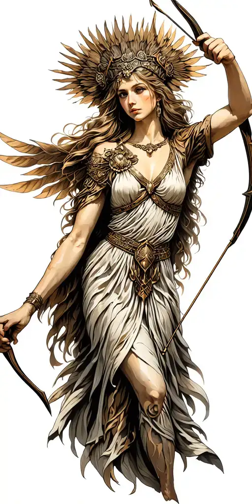 Artemis Goddess Shooting Arrow