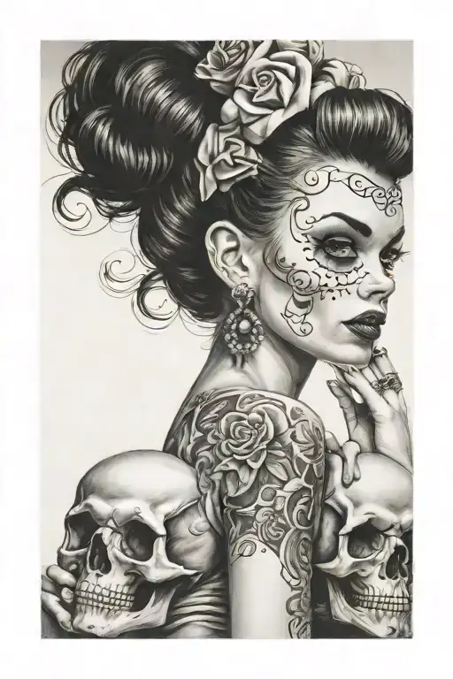 50S Girl Pinup Skulls