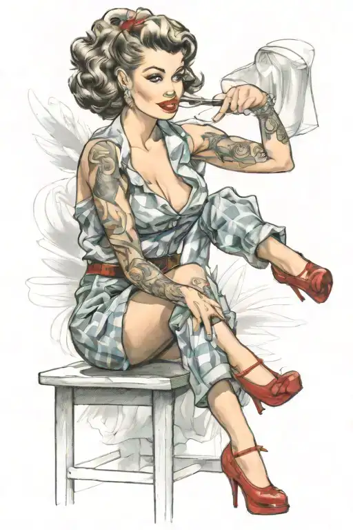 50S Pinup Girl Sitting