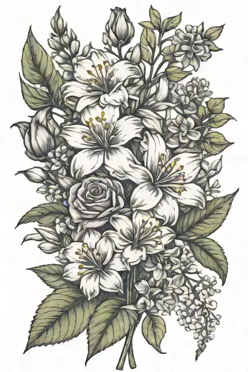 March April May June July September Birth Flower Bouquet With Stems