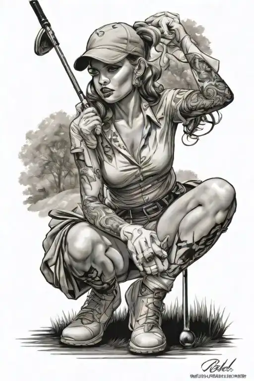 Golf Pinup Girl Putting