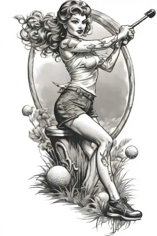 Pinup Girl Golfing