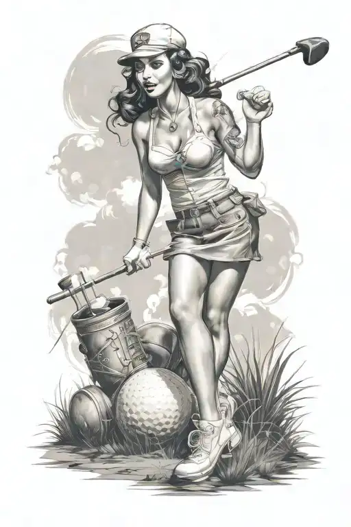 Pinup Girl Golfing