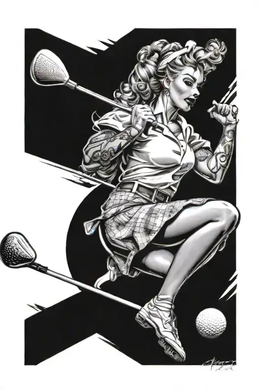 Pinup Girl Golfing