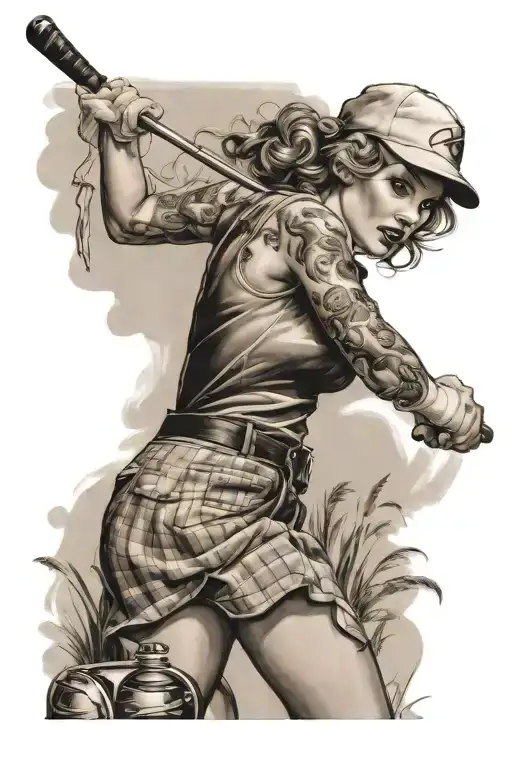 Pinup Girl Golfing