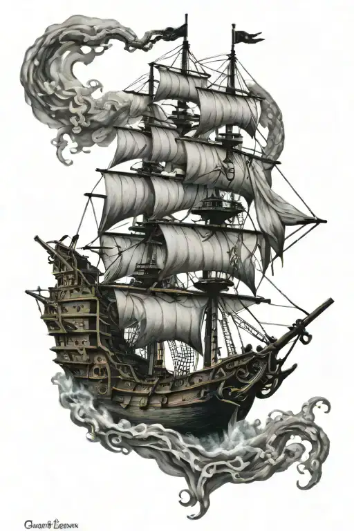 Pirate Ship With Kraken Underneath