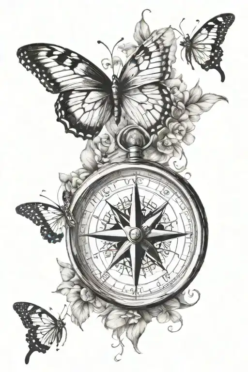 Compass And Butterfly