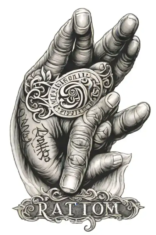 Baby Hand On Chest Tattoo With Name And Date Written