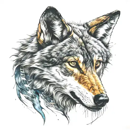 Wolf Mystical Shamanic Color