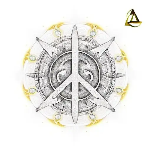 A Reggae-inspired Peace Symbol Surrounded By Intricate Golden Patterns