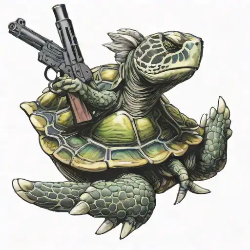 Turtle Hold A Ak47 In His Hands