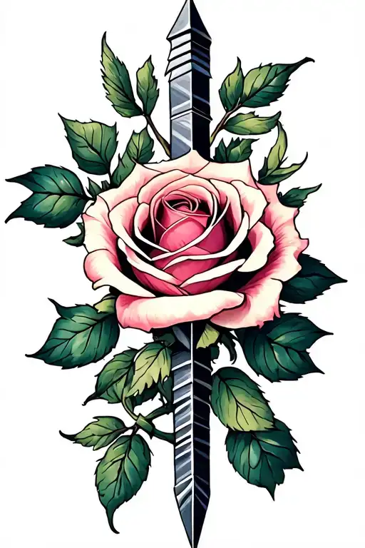 Arrow With One Rose Intertwined