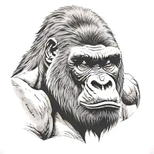 Angry Silverback Gorilla Face