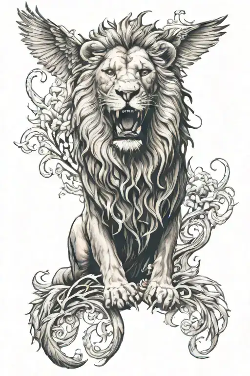 Phenoix Rising Bird Flames Lion In The Flames Coming