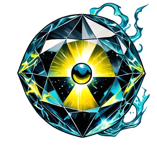 Diamond And Radioactive Sing Emmiting Energy Flowing