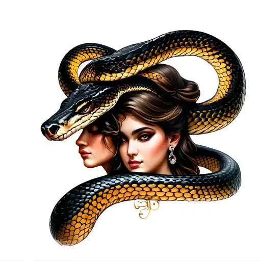 Snake And Lady Face