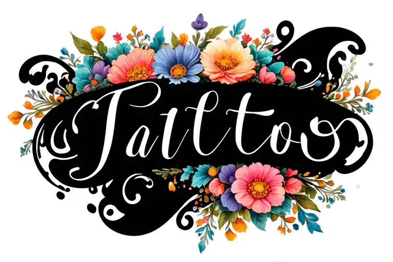 Wrist Tattoo With Lblack Etters Inside Pretty Colorful Filigree And Small Delicate Flowers