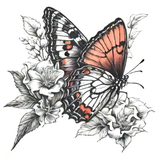 Butterfly And Cardinal Flying